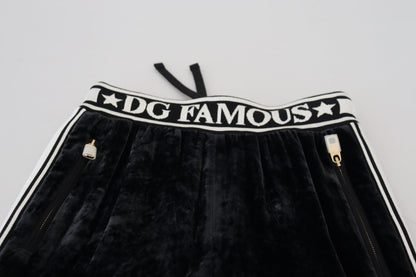 Dolce & Gabbana Pantalones de terciopelo negros con logo DG