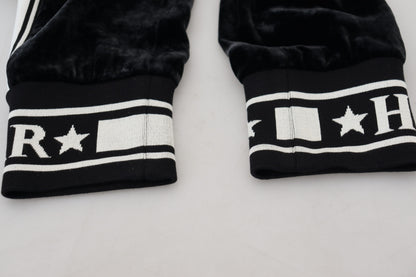 Dolce & Gabbana Pantalones de terciopelo negros con logo DG