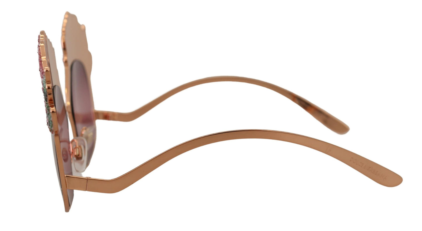 Gafas de sol Dolce & Gabbana DG2202 con bordado de lentejuelas de rosas en oro rosa