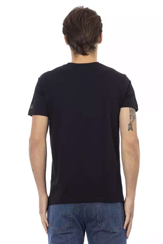 Camiseta Trussardi Action de algodón negro con cuello en V para hombre