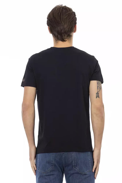 Camiseta Trussardi Action de algodón negro con cuello en V para hombre