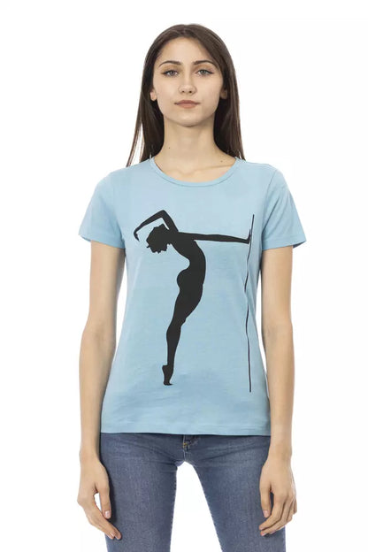 Camiseta Trussardi Action de Algodón Azul Claro para Mujer