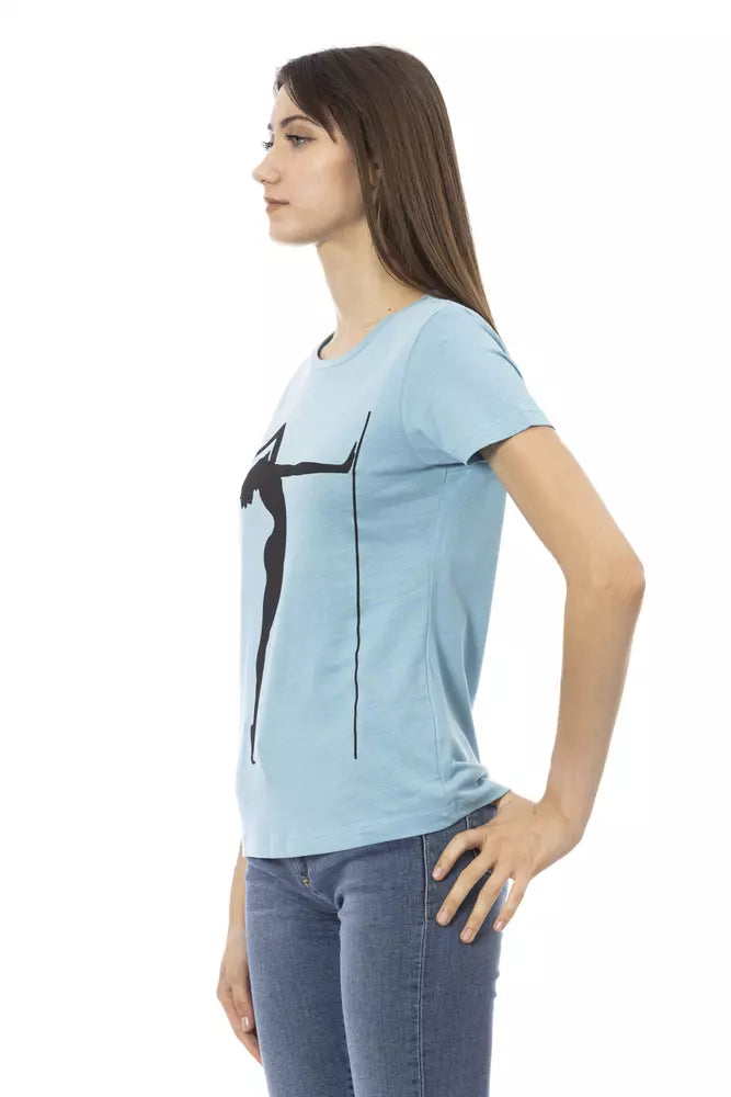 Camiseta Trussardi Action de Algodón Azul Claro para Mujer