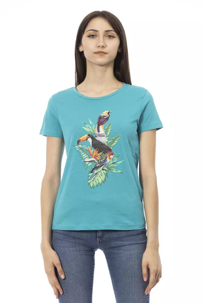 Camiseta Trussardi Action de algodón azul claro para mujer