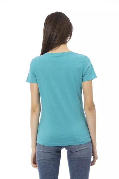 Camiseta Trussardi Action de algodón azul claro para mujer