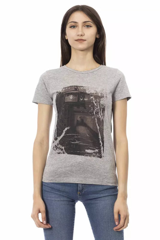 Camiseta de Algodón Gris Trussardi Action para Mujer