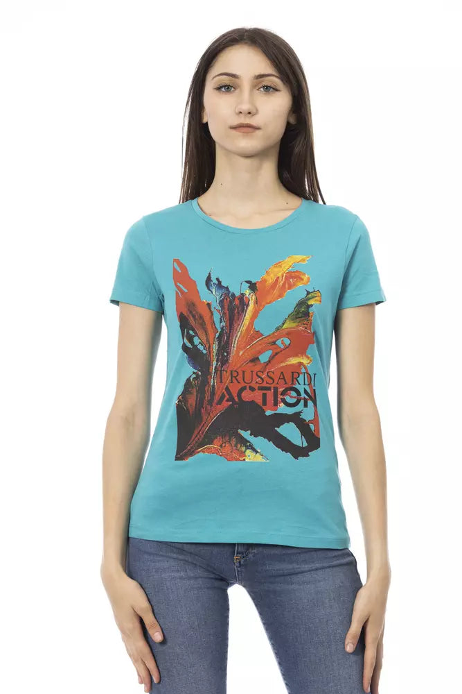 Trussardi Action Camiseta de algodón azul claro para mujer