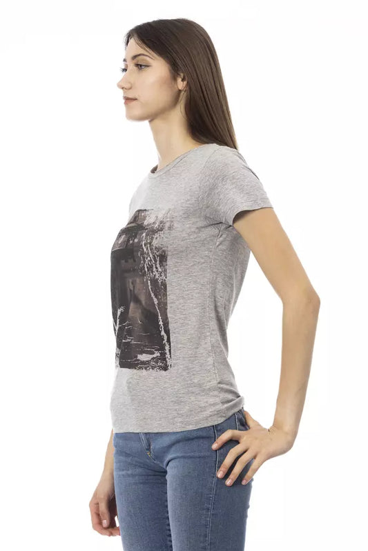 Camiseta de Algodón Gris Trussardi Action para Mujer