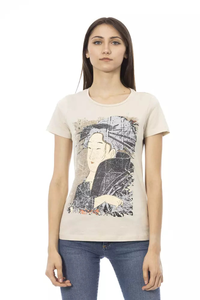 Trussardi Action Camiseta de algodón beige para mujer