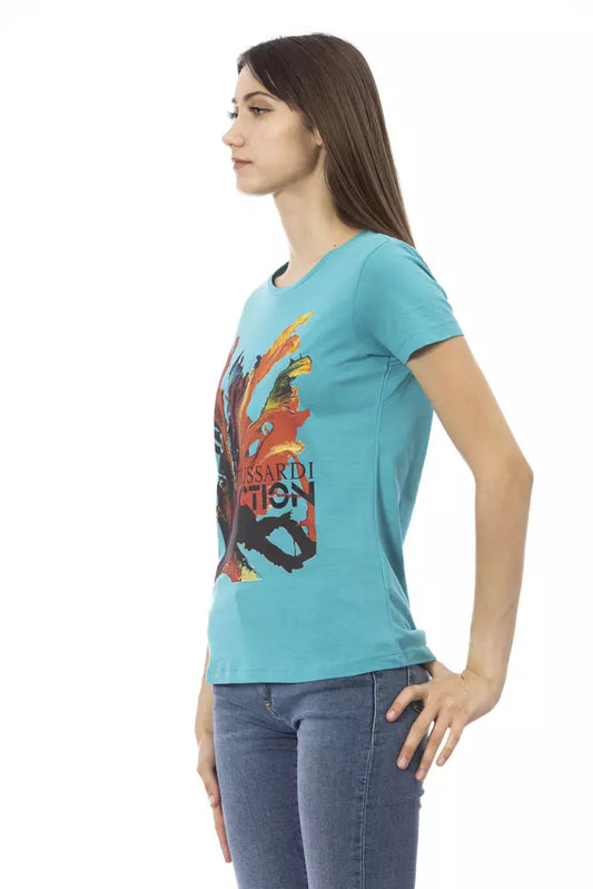 Trussardi Action Camiseta de algodón azul claro para mujer