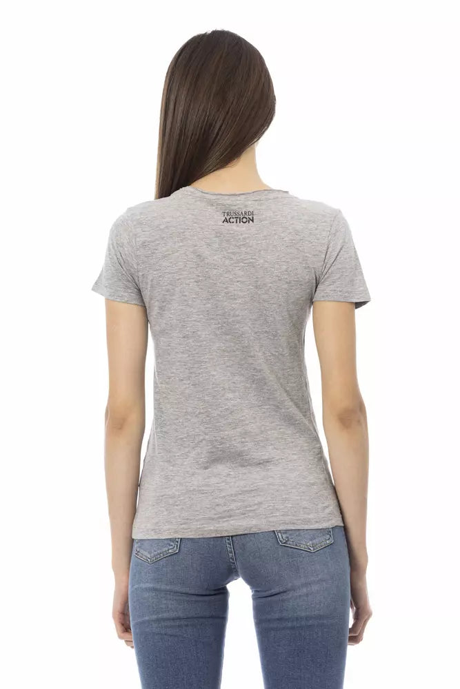 Camiseta de Algodón Gris Trussardi Action para Mujer