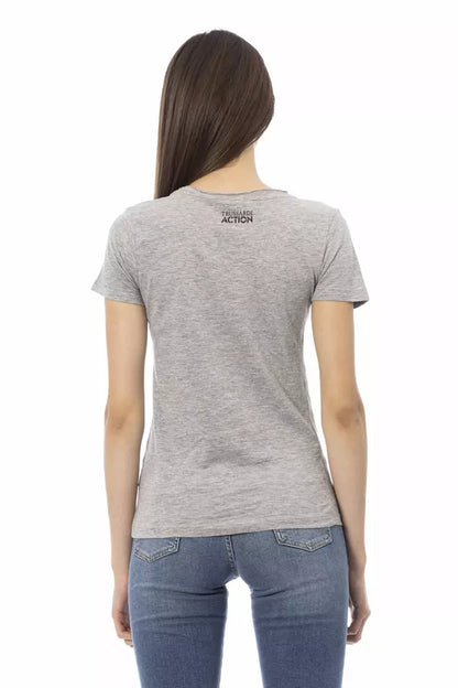 Camiseta de Algodón Gris Trussardi Action para Mujer