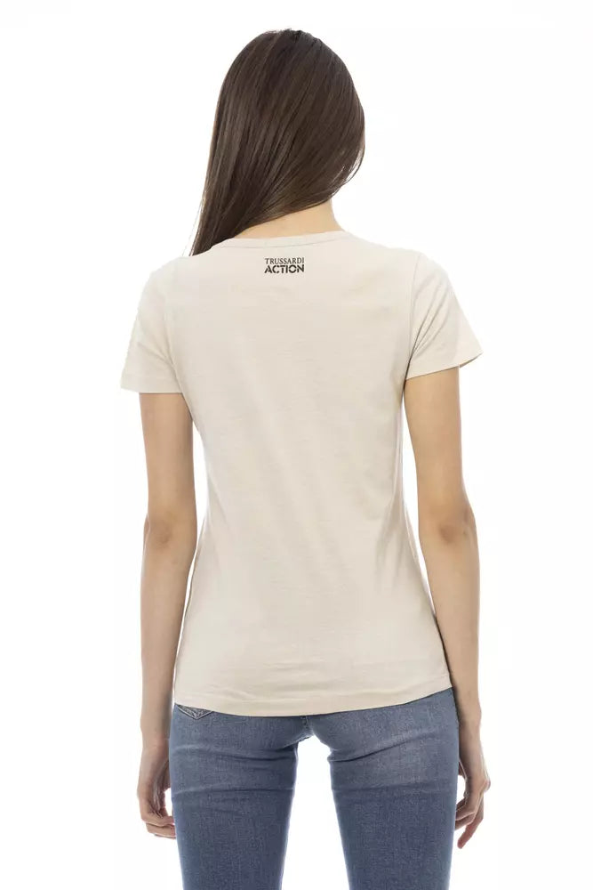 Trussardi Action Camiseta de algodón beige para mujer