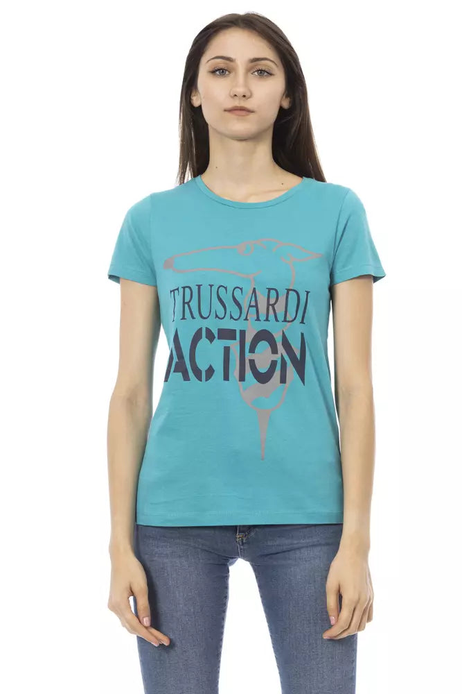 Camiseta Trussardi Action de algodón azul claro para mujer