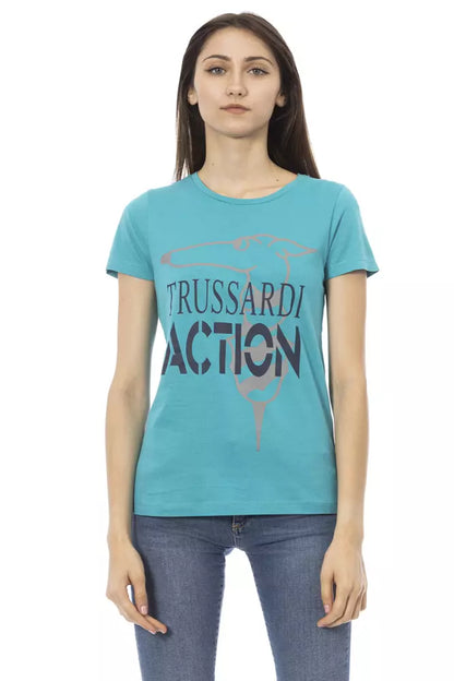 Camiseta Trussardi Action de algodón azul claro para mujer