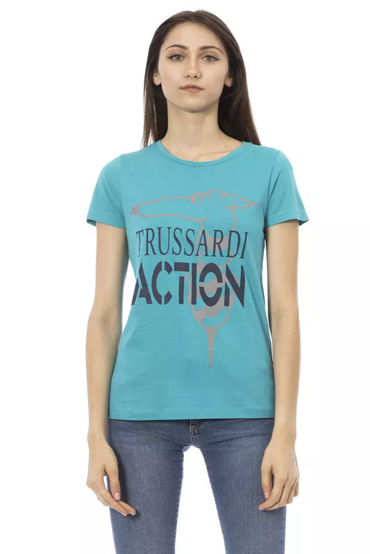 Camiseta Trussardi Action de algodón azul claro para mujer