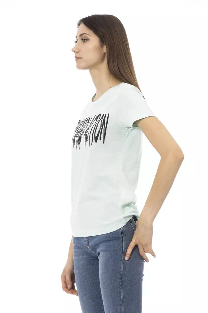 Camiseta de mujer de algodón azul claro Trussardi Action