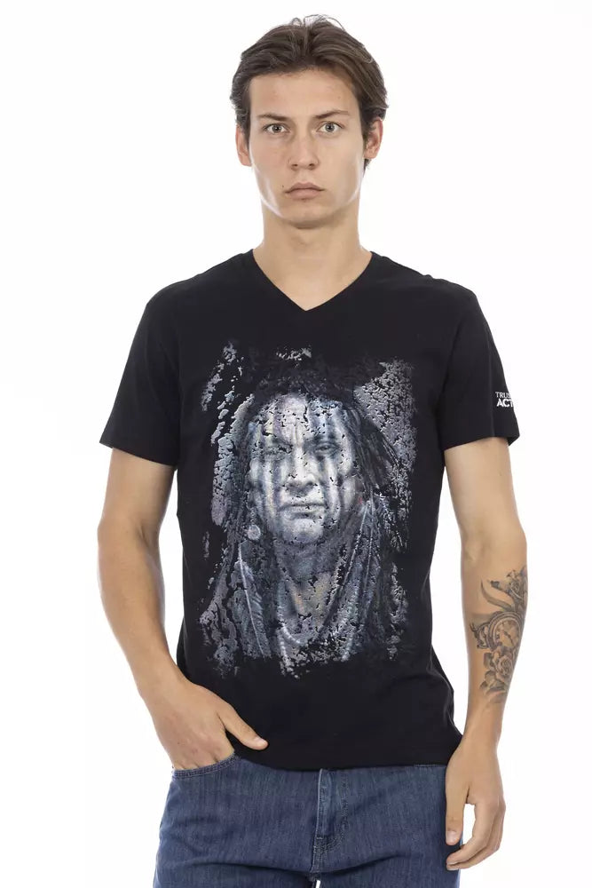Camiseta Negra de Algodón Trussardi Action para Hombre