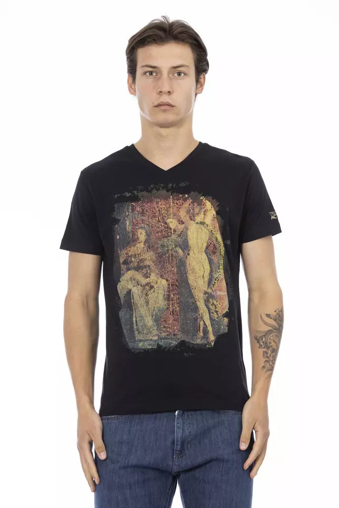 Trussardi Action Camiseta Negra de Algodón para Hombre