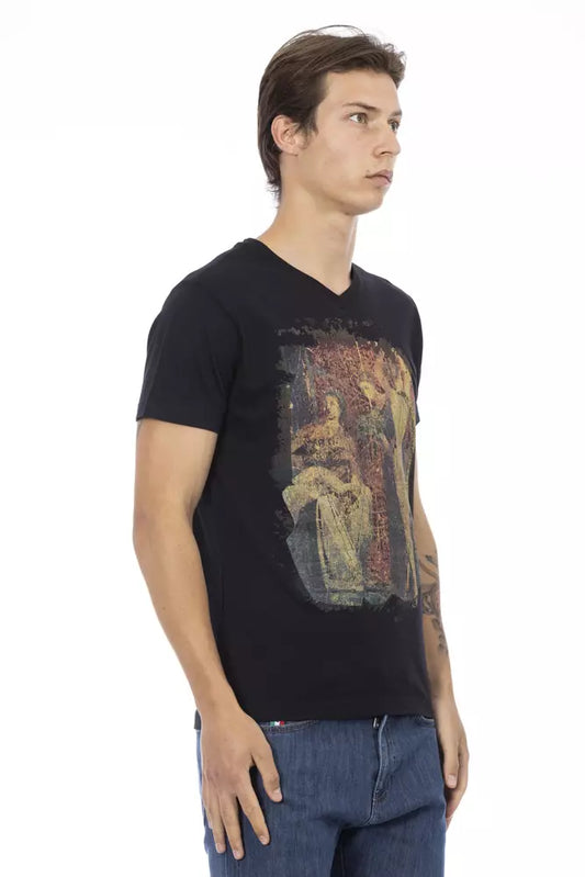 Trussardi Action Camiseta Negra de Algodón para Hombre