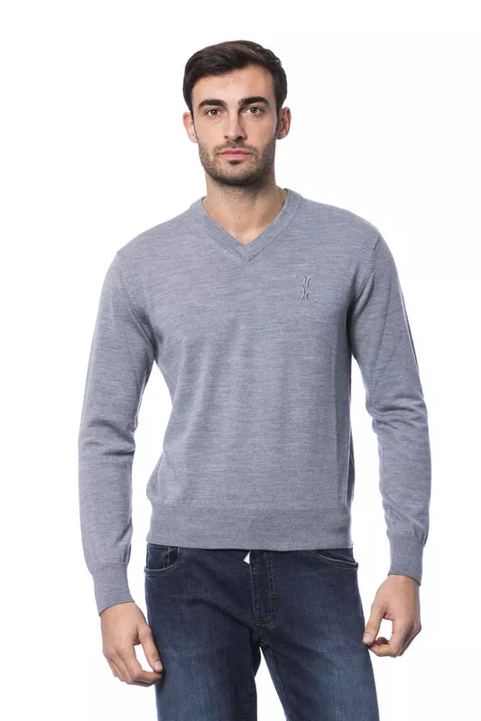 Suéter de hombre Billionaire Italian Couture de lana merino gris