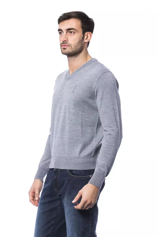 Suéter de hombre Billionaire Italian Couture de lana merino gris