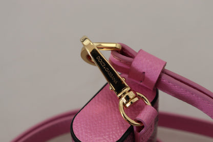 Estuche para AirPods Dolce & Gabbana de cuero rosa y negro con correa y logo metálico dorado