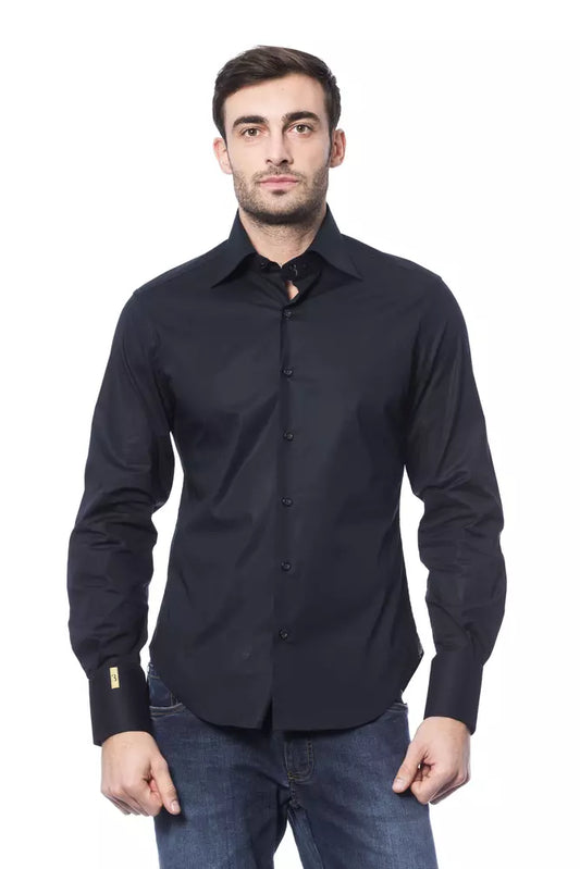 Camisa de hombre Billionaire Italian Couture de algodón azul