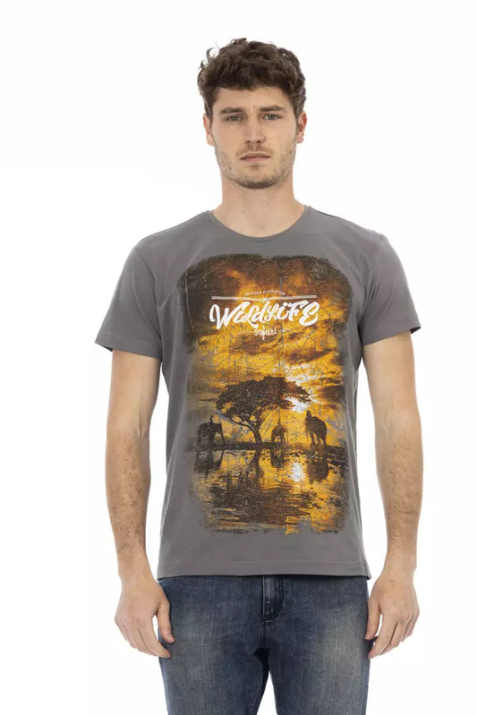 Camiseta de hombre de algodón gris Trussardi Action