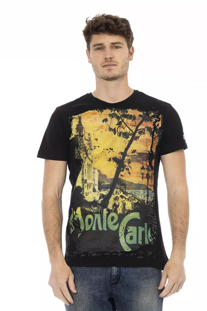 Camiseta de algodón negra para hombre Trussardi Action