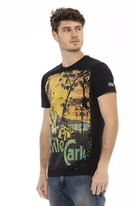 Camiseta de algodón negra para hombre Trussardi Action