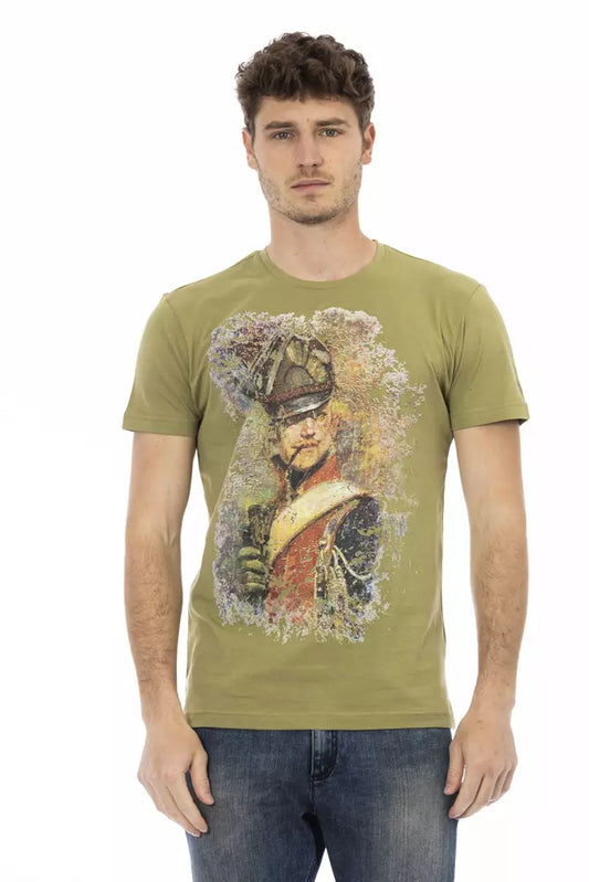 Camiseta de hombre de algodón verde Trussardi Action