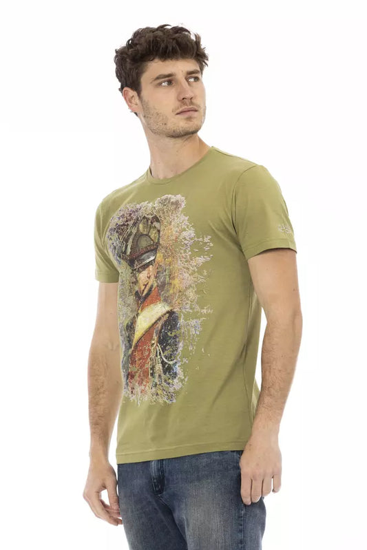 Camiseta de hombre de algodón verde Trussardi Action