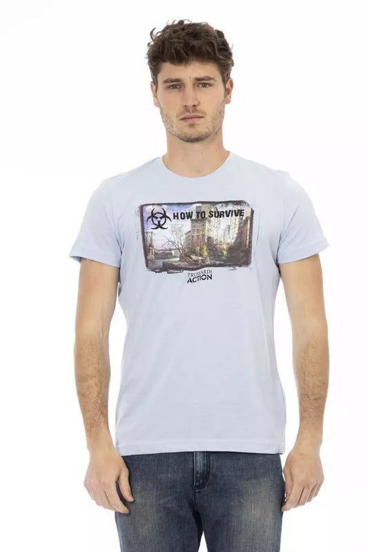 Trussardi Action Camiseta de algodón azul claro para hombre