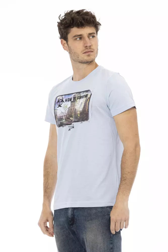 Trussardi Action Camiseta de algodón azul claro para hombre