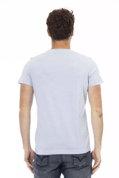 Trussardi Action Camiseta de algodón azul claro para hombre