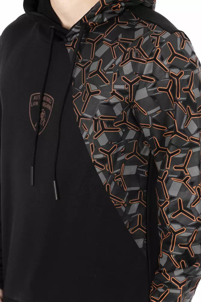 Sudadera con capucha negra de algodón para hombre Automobili Lamborghini