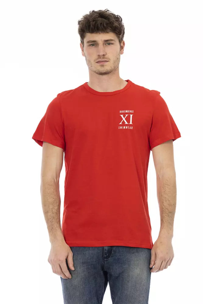 Camiseta de algodón roja para hombre Bikkembergs
