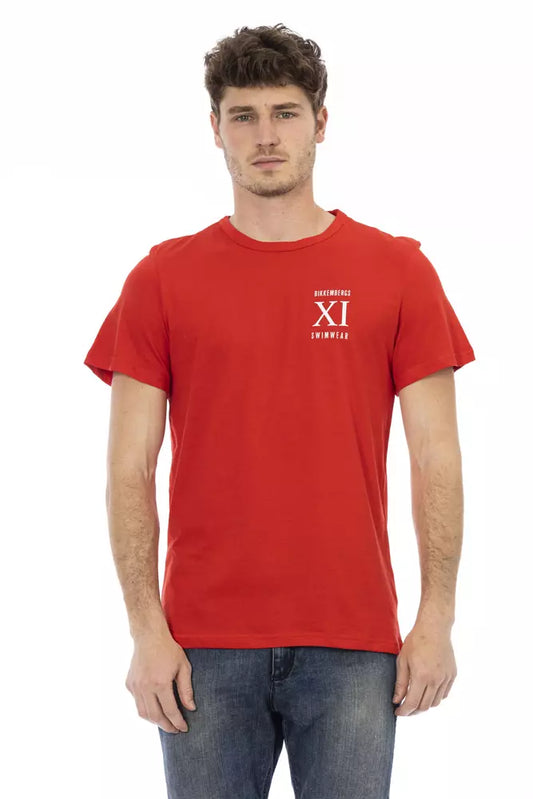 Camiseta de algodón roja para hombre Bikkembergs