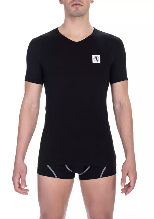 Camiseta de algodón negra para hombre Bikkembergs