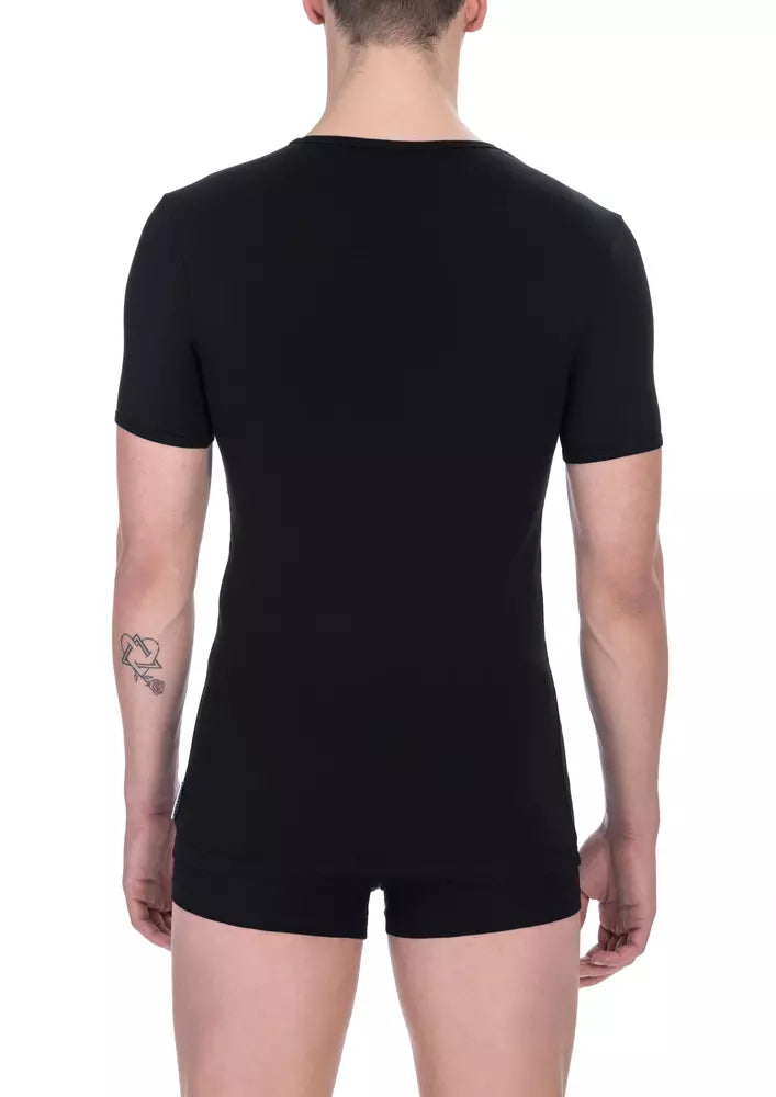 Camiseta de algodón negra para hombre Bikkembergs