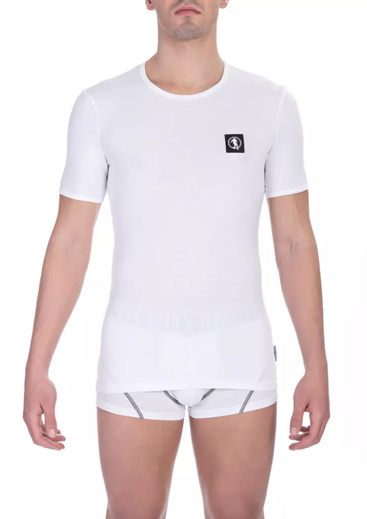 Bikkembergs Camiseta Blanca de Algodón para Hombre Pack Doble Cuello Redondo