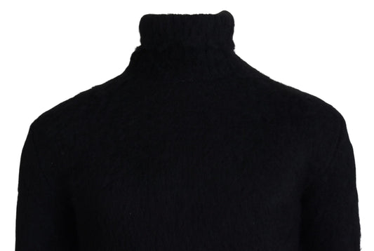 Dolce & Gabbana Jersey de cuello alto en mohair negro y dorado para hombre