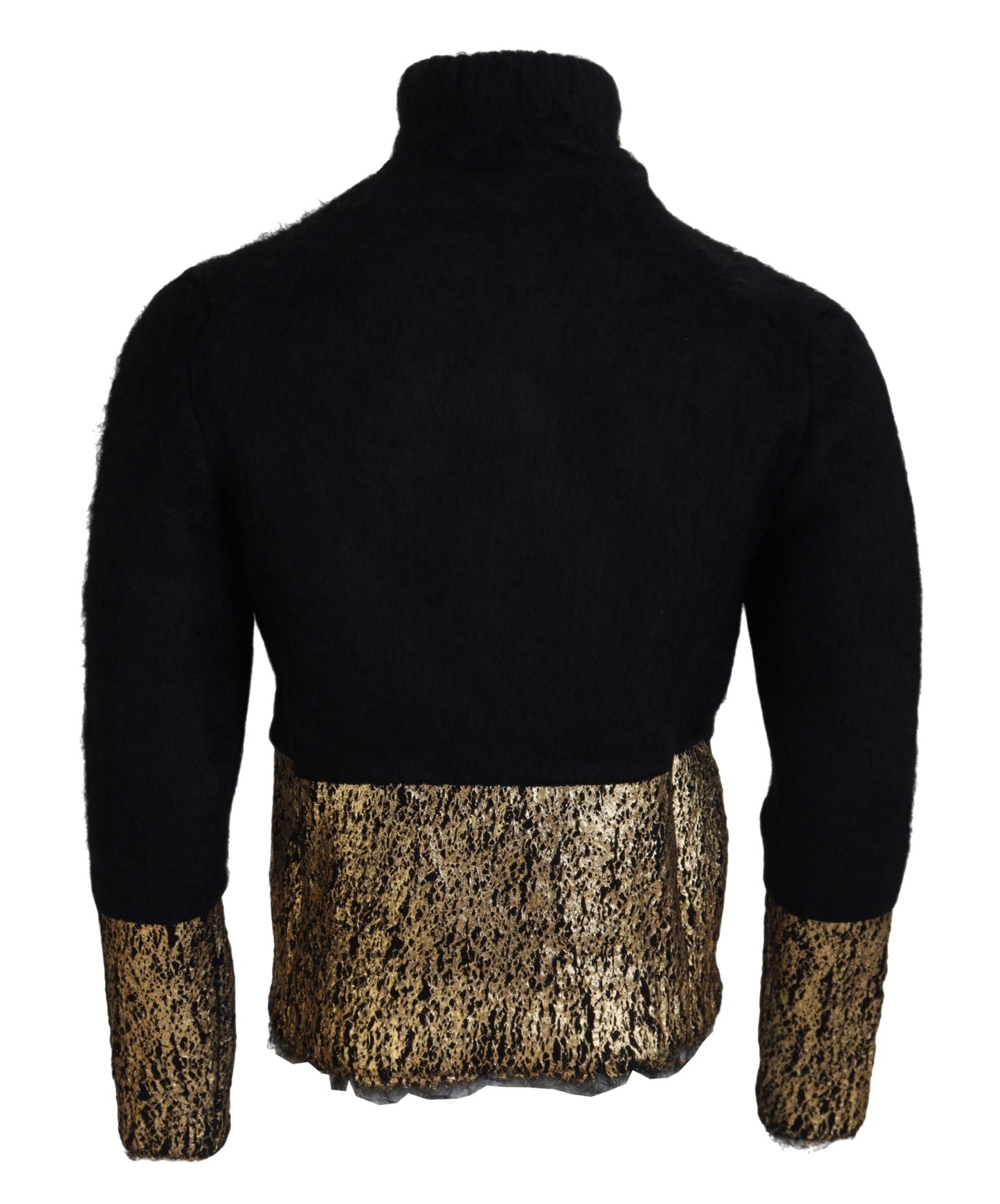Dolce & Gabbana Jersey de cuello alto en mohair negro y dorado para hombre
