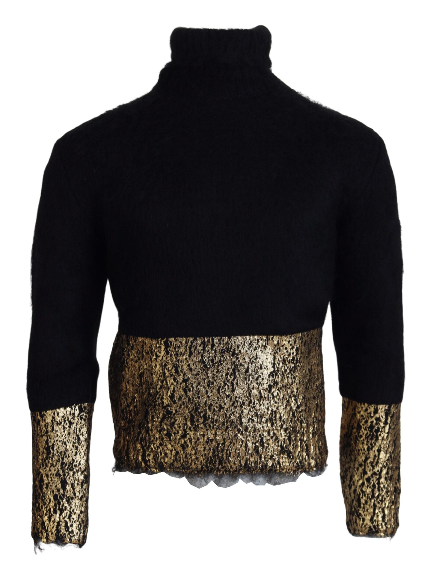 Dolce & Gabbana Jersey de cuello alto en mohair negro y dorado para hombre