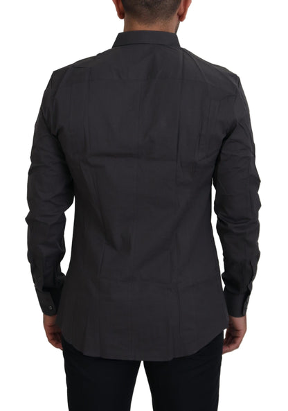 Camisa de vestir elástica ajustada SICILIA gris de Dolce & Gabbana