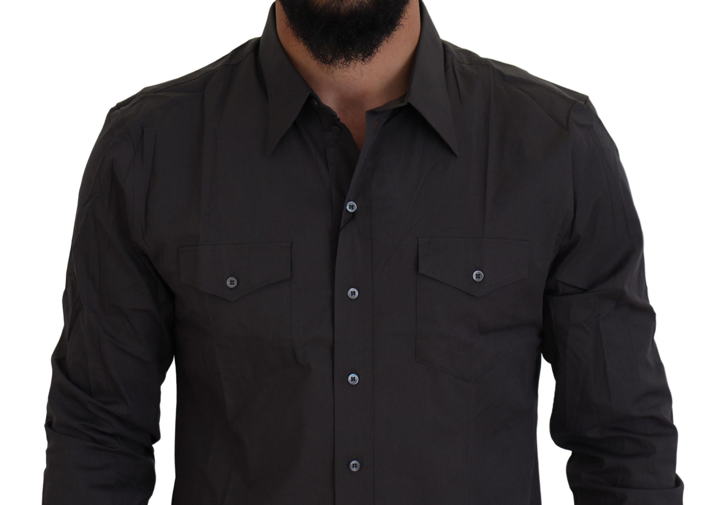 Camisa de vestir elástica ajustada SICILIA gris de Dolce & Gabbana