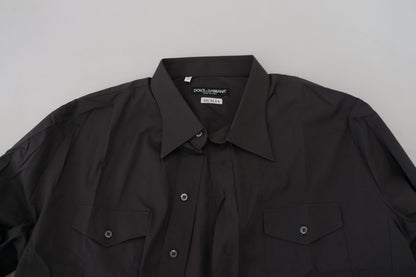 Camisa de vestir elástica ajustada SICILIA gris de Dolce & Gabbana