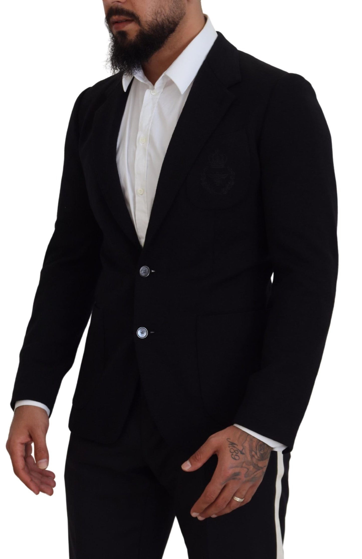 Blazer de lana negra Dolce & Gabbana Crown de corte entallado