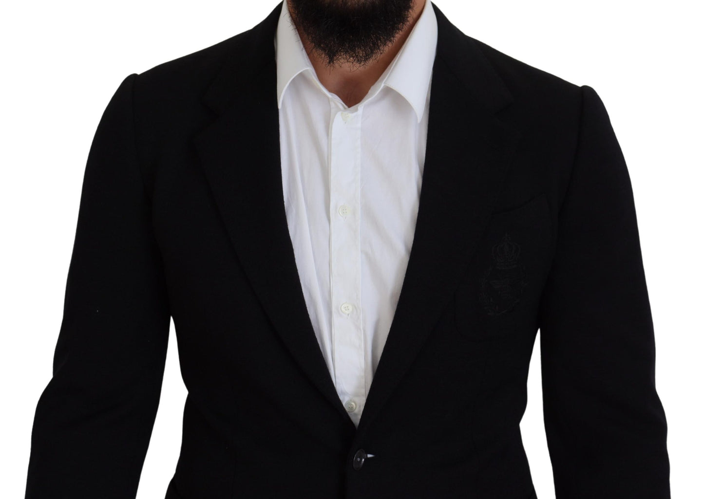 Blazer de lana negra Dolce & Gabbana Crown de corte entallado